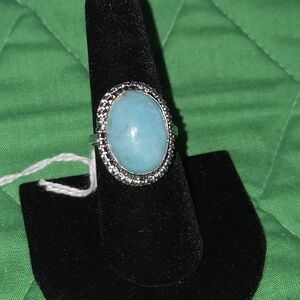 Russian Amazonite Silver Tone Oval Ring